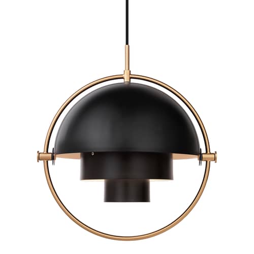 Suspension Multi-Lite Large métal noir / Ø 36 cm - Modulable & orientable / Réédition 1972 - Gubi - Noir / Laiton - Métal