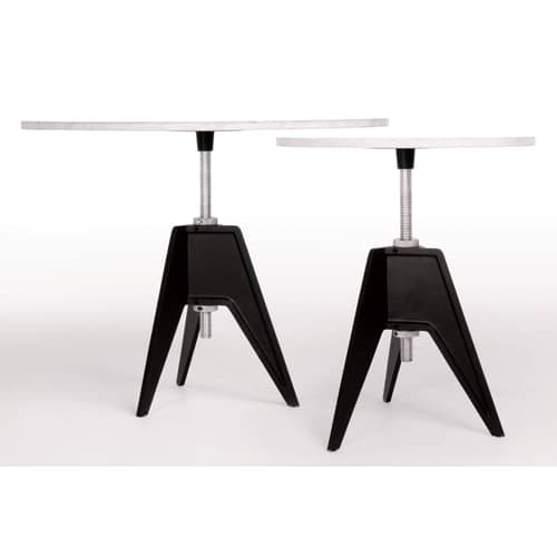 Table à hauteur réglable Screw marbre blanc noir / Ø 60 cm - H 55/84,5 cm - Tom Dixon - Ø 60 cm - Noir / blanc - Aluminium, Fonte, Marbre