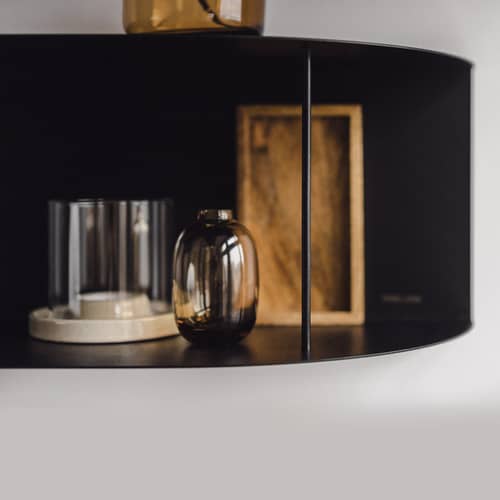 Lina longue Wall shelf metal black / L 80 cm - NOO.MA - Volcano Black - Steel