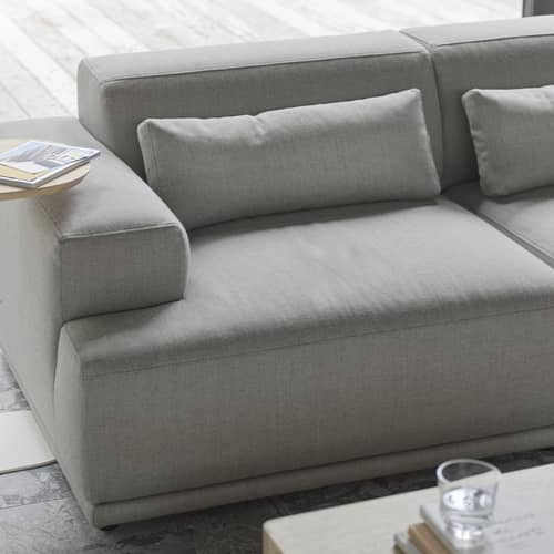 Accessoire / Coussin lombaires pour canapé Connect Soft - 64 x 26 cm - Muuto - Gris (tissu Clay 12) -  Ouate, Kvadrat-Gewebe, Schaumstoff