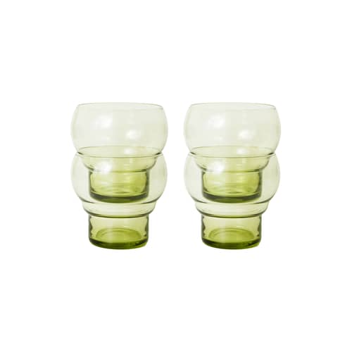 Bicchiere 70s glassware vetro verde / Set di 4 - 27 cl - HK LIVING - Verde - Vetro