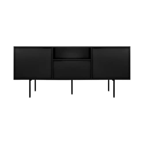 Buffet Bau bois noir / L 180 x H 79 cm - NOO.MA - Noir volcan - Acier, Aluminium, Mélamine