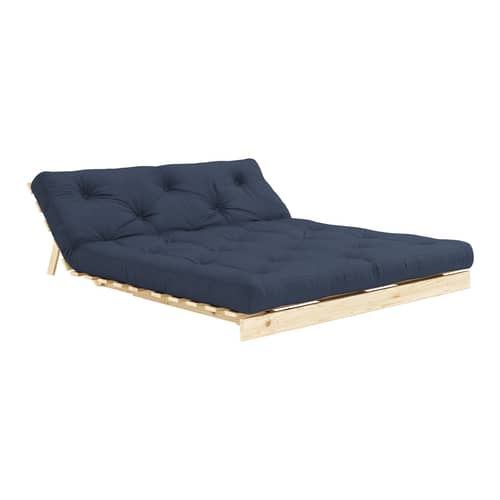 Canapé convertible Roots / L 160 cm - 3 positions / Structure pin clair - KARUP DESIGN - Bleu marine 737 / Pin clair - Fibres recyclées mélangées, Mousse, Pin massif certifié FSC, Tissu
