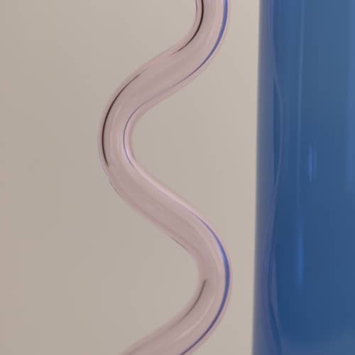 Caraffa Wave vetro blu / 1,4 L - Sophie Lou Jacobsen - Manico blu/rosa - Vetro borosilicato
