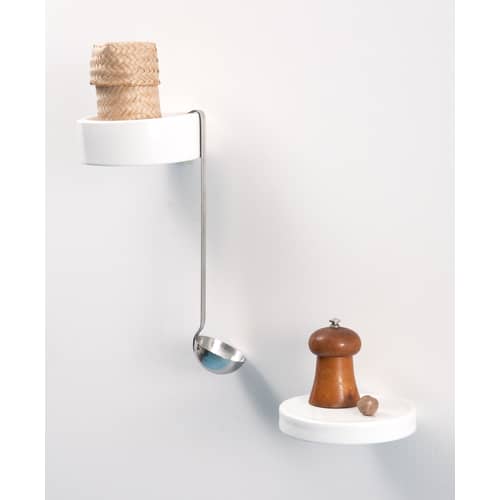 Étagère Bénitier Ø 14 cm céramique blanc / Vide-poche mural - Moustache - Céramique blanche - Céramique émaillée