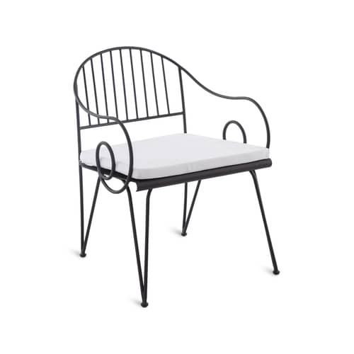 Fauteuil Ariete métal tissu blanc / Fer - Coussin d\'assise - Unopiu - Bronze / Coussin blanc Diamante - Fer, Mousse, Tissu acrylique
