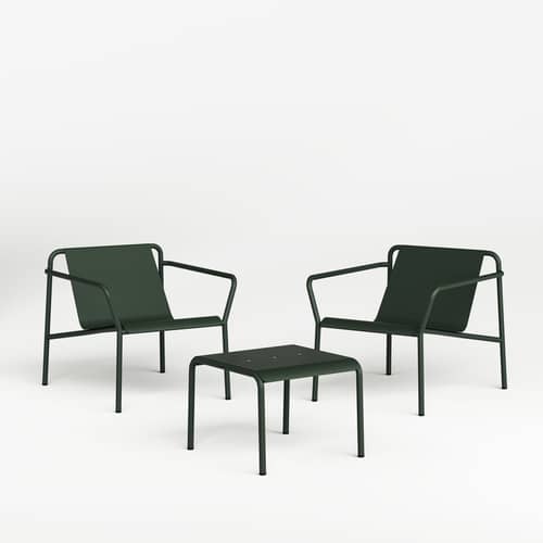 Fauteuil bas Panorama métal vert - TIPTOE - Vert Forêt - Acier thermolaqué