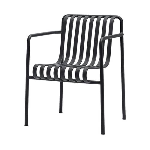 Fauteuil empilable Palissade Dining Large métal gris noir / Bouroullec, 2016 / Seconde vie - Hay - Fauteuil / Anthracite - Acier laqué époxy