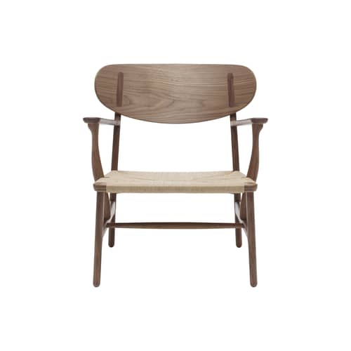 Fauteuil lounge CH22 / Hans J. Wegner, 1950 - Corde de papier - CARL HANSEN & SON - Noyer huilé / Corde naturelle - Contreplaqué de noyer huilé, Corde en papier, Noyer massif huilé