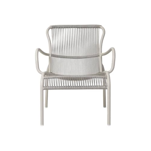 Fauteuil lounge empilable Loop / Corde polypropylène tissée main - Vincent Sheppard - Blanc Dune - Aluminium thermolaqué, Corde polypropylène