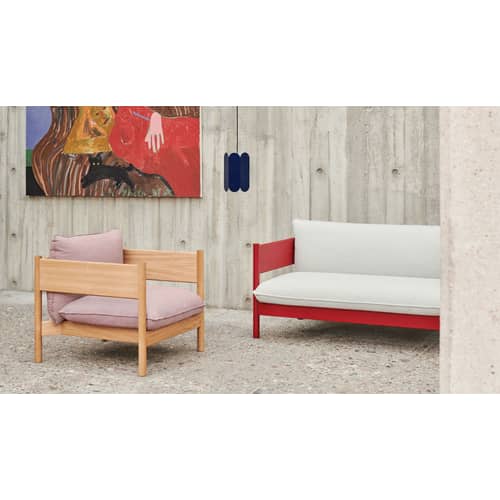 Fauteuil rembourré Arbour tissu bois beige - Hay - Beige (tissu Hallingdal) / Structure chêne -  Plumes, Bois massif FSC, Mousse Oeko-Tex, Tissu écolabellisé