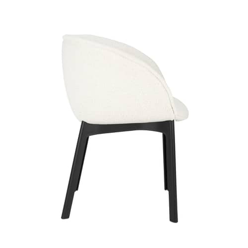 Fauteuil rembourré Charla tissu blanc / Tissu bouclé - Kartell - Blanc (tissu bouclé Orsetto) / Pieds noirs - Polyuréthane expansé, Technopolymère thermoplastique recyclé, Tissu bouclé