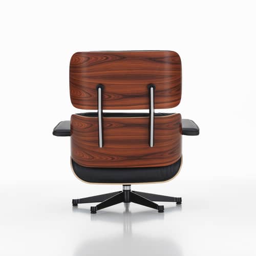 Fauteuil pivotant Lounge Chair cuir noir / Eames (1956) - Vitra - Palissandre / Noir (cuir) - Contreplaqué cintré, Cuir, Mousse polyuréthane, Placage palissandre