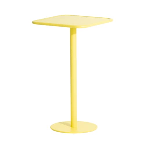 Week-End High table metal yellow / 60 x 60 cm x H 105 cm - Petite Friture - Pale yellow - Powder coated epoxy aluminium