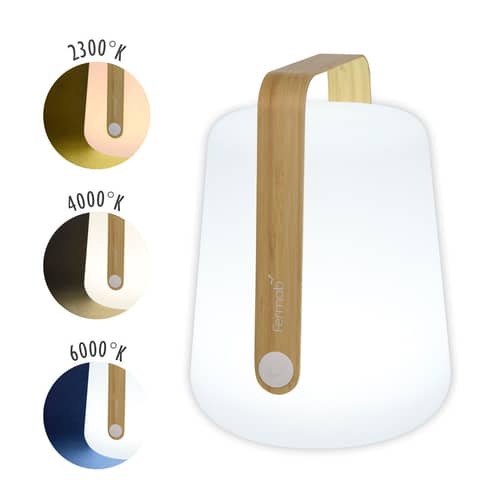 Lampada senza fili ricaricabile Balad Bamboo materiale plastico legno naturale / H 38 cm - Ricarica USB - Fermob - Bambù - Bambù, Polietilene