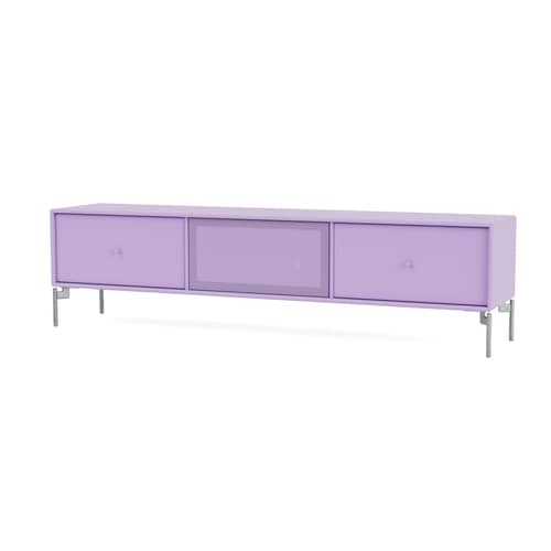 Meuble TV Octave V bois violet / Avec pieds - L 138 x P 30 x H 36,6 cm - MONTANA - Iris 164 - Acier, Acier perforé, MDF laqué