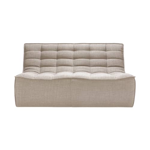 N701 Straight sofa  textile beige / UK version - 2 seater - L 140 cm - Ethnicraft - Beige (UK residential fire retardant) - Fabric, High-density PU foam, Wood