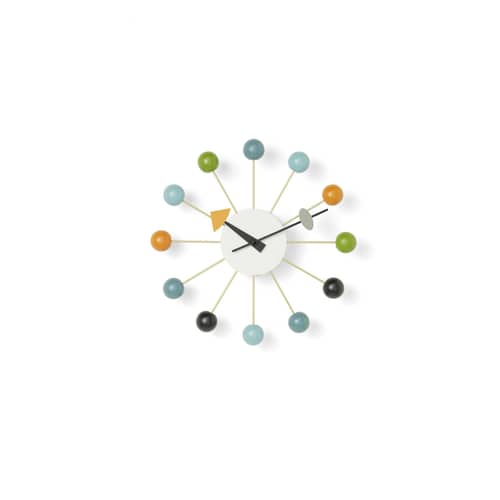 Orologio murale Ball Clock legno multicolore / By George Nelson, 1948-1960 / Ø 33 cm - Vitra - Multicolore - Legno tinto, metallo verniciato