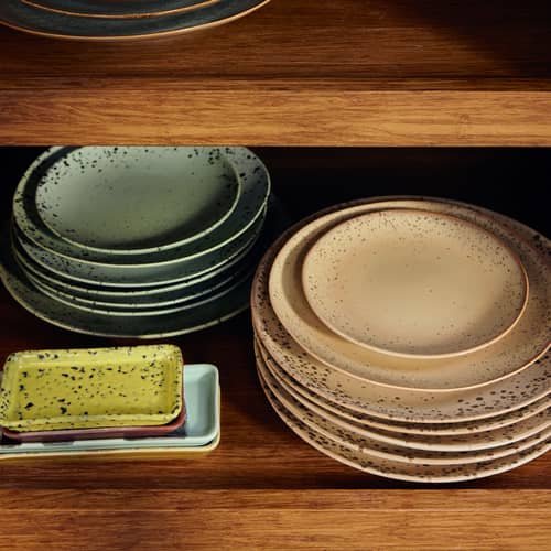 Piatto da dessert 70s ceramics ceramica verde / Set di 2 - Ø 17,5 cm - HK LIVING - Fleck - Gres smaltato