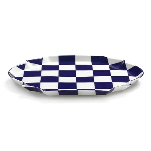 Assiette de présentation Fête des Bêtes céramique bleu / 36,6 x 26,5 cm - Serax - Bleu & blanc - Porcelaine émaillée