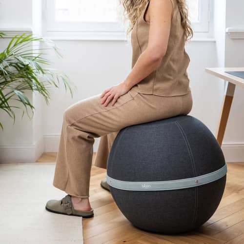 Pouf Original / Siège ergonomique - Ø 55 cm / Tissu chiné - BLOON PARIS - Gris Quartz - PVC, Tissu polyester chiné