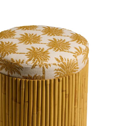 Pouf Riviera / Rotin - Maison Sarah Lavoine - Palmier ocre / Rotin naturel - Mousse, Rotin, Tissu