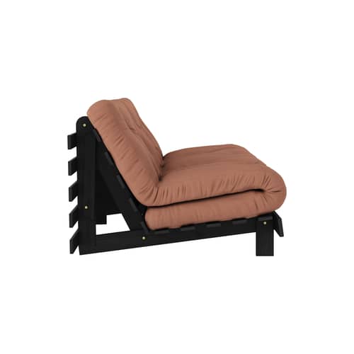 Canapé convertible Roots/ L 160 cm - 3 positions / Structure noire - KARUP DESIGN - Brun argile 759 / Noir - Fibres recyclées mélangées, Mousse, Pin massif certifié FSC laqué, Tissu
