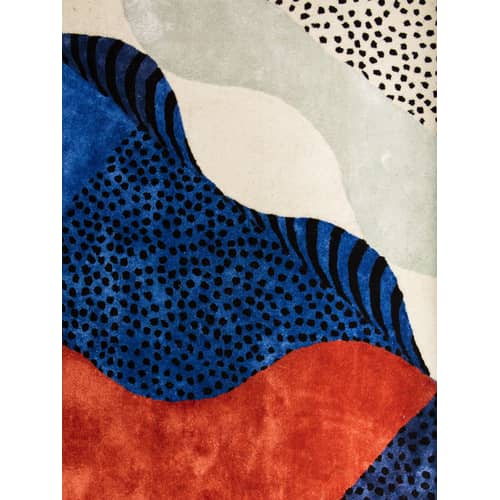 Silkscreen Small Rug textile blue multicoloured 200 x 140 cm - Moustache - 200 x 140 cm / Multicolored - Silk, Wool