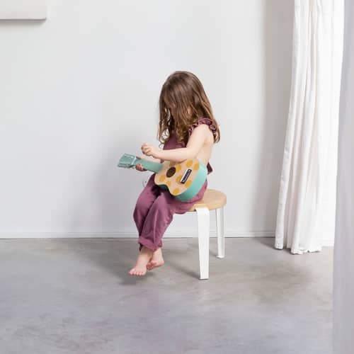Sgabello bimbi Mini Lou legno bianco / H 30 cm - TIPTOE - Rovere / Piede Bianco Crema - Acciaio termolaccato, Rovere massello eco-certificato