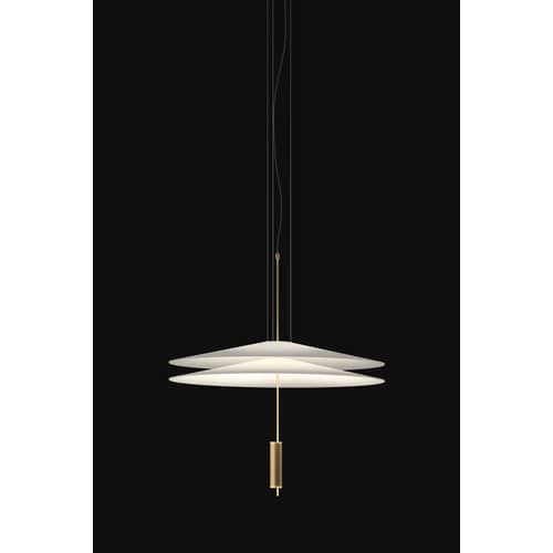 Suspension Flamingo plastique blanc LED / Ø 70 cm - Vibia - Or mat / Blanc - Acrylique, Métal, Méthacrylate