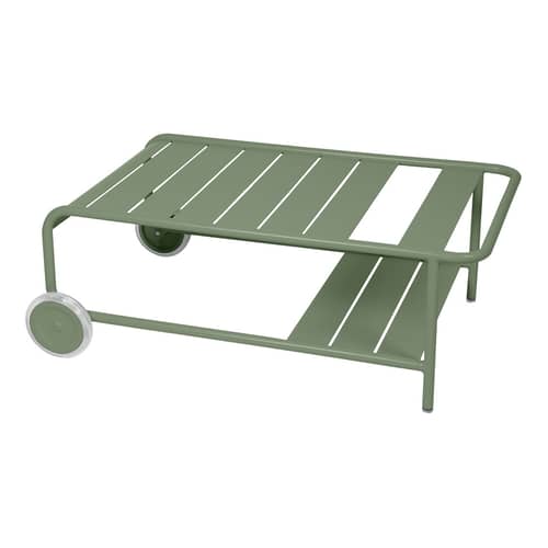 Table basse Luxembourg métal vert / Avec roues - 105 x 65 cm / Seconde vie - Fermob - Cactus - Aluminium