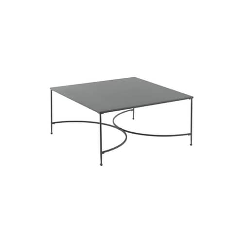 Table basse Toscana métal gris / 76 x 76 x H 38 cm - Unopiu - 76 x 76 cm / Gris graphite - Fer galvanisé