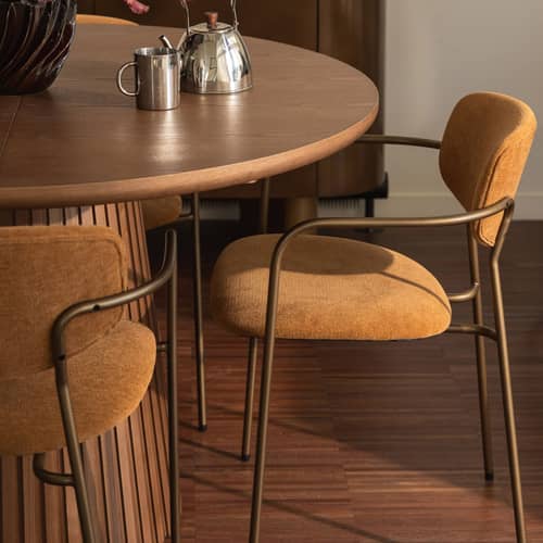 Ausziehtisch Tamia holz braun / L 120–160 cm – 4–6 Personen - NV GALLERY - Nussbaum-Optik - Bois composite, Placage noyer