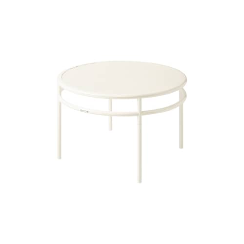 Tavolino T37 Tressée metallo bianco / Ø 80 x H 50 cm - Piano/vassoio intrecciato - Tolix - Bianco perlato - Acciaio inossidabile