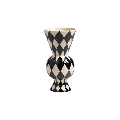 Vase Rhombic céramique noir / Ø 16 x H 29,5 cm - Peint à la main - & klevering - Noir - Grès
