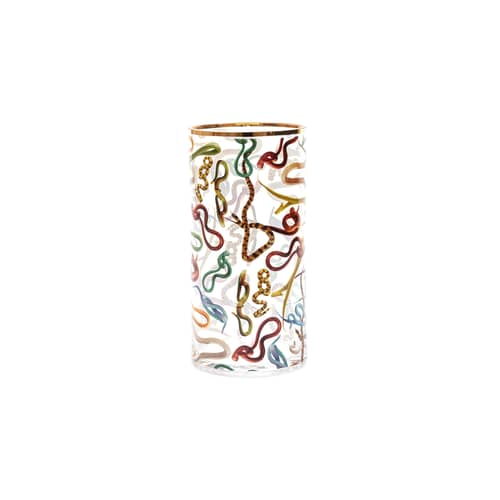 Vase Toiletpaper - Snakes glas bunt / Medium - Ø 15 x H 30 cm/ Gold-Detail 24K - Seletti - Snakes - Echtgold, Glas