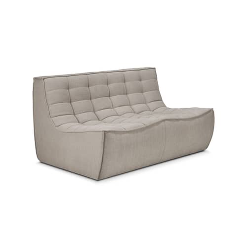 Canapé droit N701 tissu beige / 2 places - L 140 cm / Coton recyclé - Ethnicraft - Ecru Eco (coton recyclé) - Bois, Coton recyclé, Mousse PU haute densité