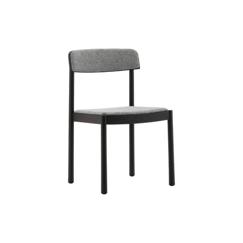 Chaise rembourrée Timb tissu gris - Normann Copenhagen - Tissu gris (Hallingdal 166) / Frêne noir - Contreplaqué de frêne, Frêne massif, Mousse, Tissu