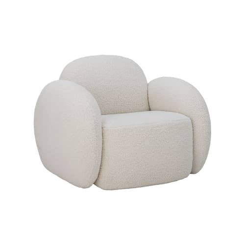 Fauteuil rembourré Zanno tissu bouclé blanc - Bloomingville - Blanc (tissu bouclé) - Mousse polyuréthane, Pin, Tissu bouclé