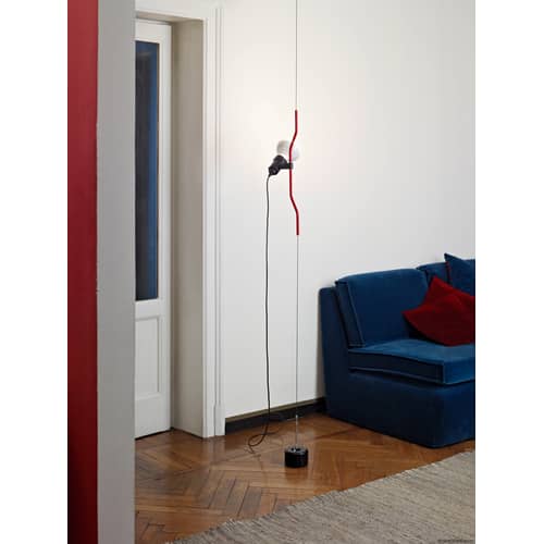 Parentesi Floor lamp metal red / Mains connection - Reissue 1971 - Flos - Red - Elastomer, Steel