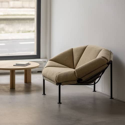Gepolsterter Sessel Atlas textil beige - KANN DESIGN - Beige - HR-Schaum, Kvadrat-Gewebe, thermolackierter Stahl