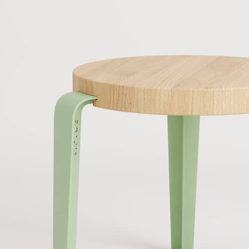 Kinderhocker Mini Lou holz grün / H 30 cm - TIPTOE - Eiche / Füße Grün Dino - Ökozertifizierte Massiveiche, thermolackierter Stahl