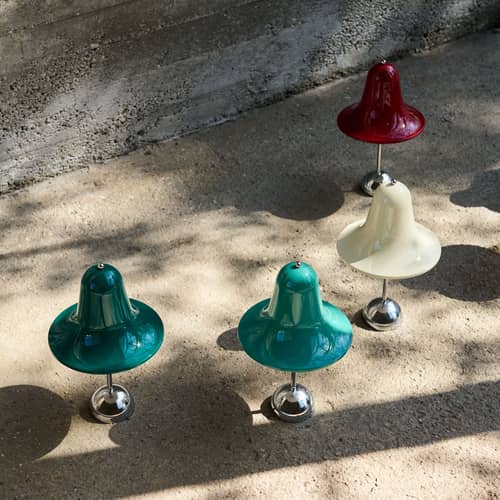 Lampada senza fili ricaricabile Pantop Portable LED materiale plastico verde / Verner Panton (1980) - Verpan - Chiaro, verde acqua / Piede cromato - Metallo, Plastica