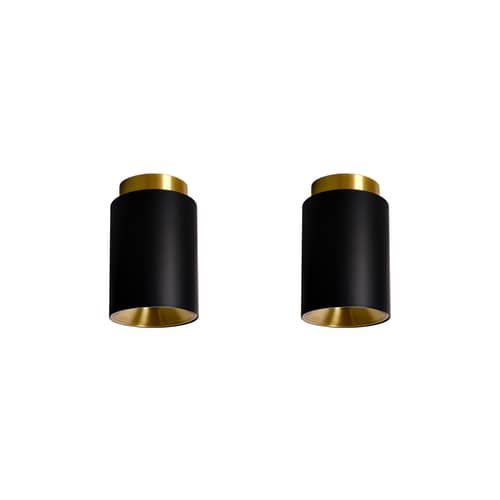 Pack promo  metallo nero / Set di 2 Plafoniere Tobo C85 - Ø 8,5 x H 13 cm - DCW éditions - Nero - Acciaio, Ottone
