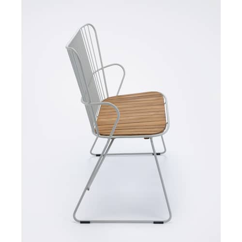 Panca con schienale Paon metallo bianco / L 116 cm - Metallo & bambù - Houe - Panchina / Bianco - Acciaio verniciato a polvere, Bambù