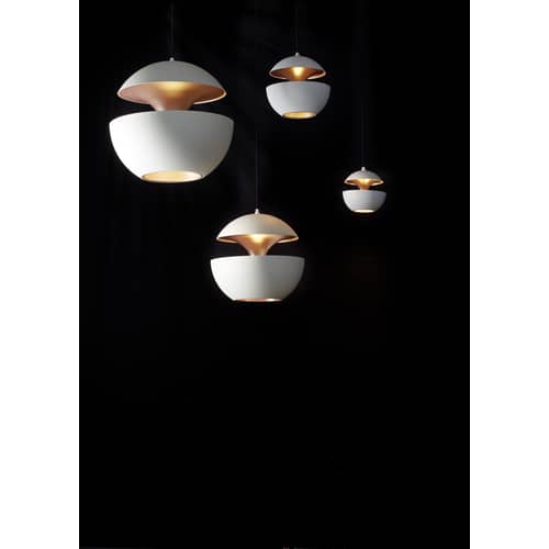 Here Comes The Sun - Mini Pendant metal white Ø 10 cm - 1970 reissue - DCW éditions - White / Copper inside - Aluminium
