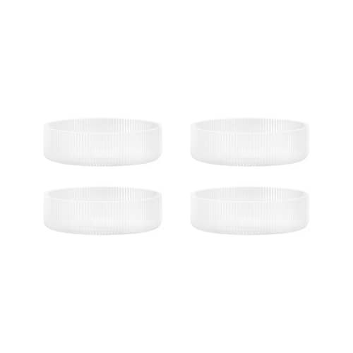 Schale Ripple glas weiß / 4er Set - geriffeltes Glas - Ferm Living - Vereist - mundgeblasenes Glas