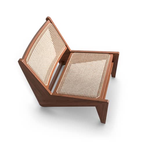 Sessel Kangaroo holz natur / Hommage an Pierre Jeanneret, 1950\' - Rattan-Geflecht - CASSINA - Teakholz / Rattan natur - Massives Teakholz, Rattan-Geflecht