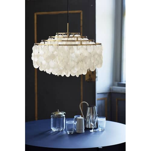 Sospensione Fun 10DM / Ø 57 cm - Panton 1964 - Verpan - Madreperla & ottone - Madreperla, Metallo