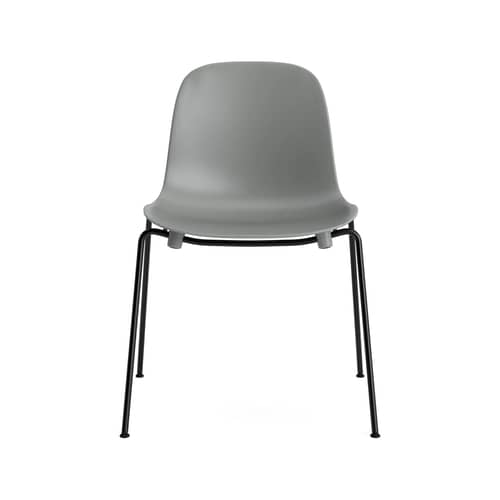 Form Stacking chair plastic material grey / 4 metal legs - Normann Copenhagen - Grey - Lacquered steel, Polypropylene